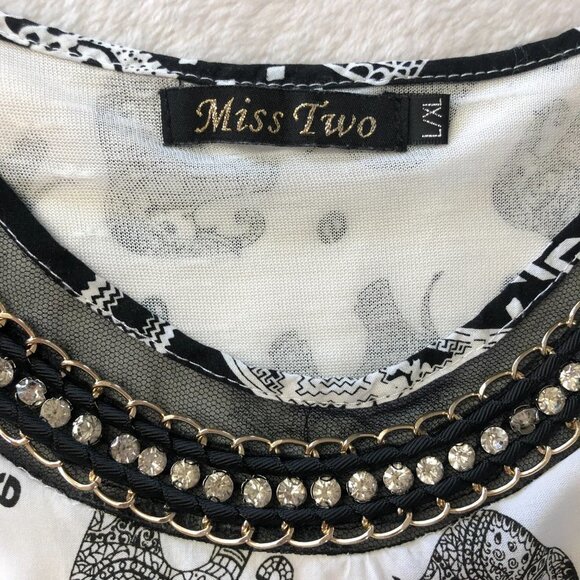 MISS Two Summer Elephant Sleeveless Dress Size L/XL - Picture 3 of 12